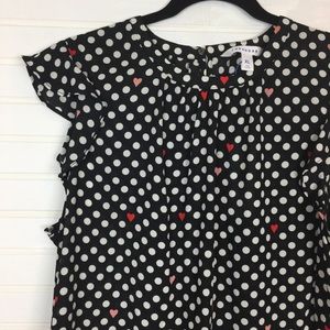 PopSugar Black White Polka Dot Sleeveless Top XL